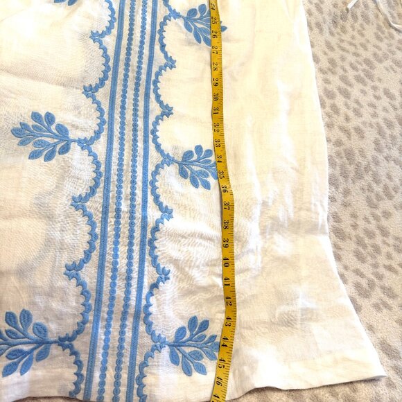 BODEN White Linen Belted Midi Dress with Blue Embroidery US size 8P (UK 12P) - Picture 12 of 16